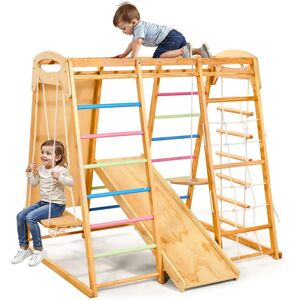 Vevor Buntes 9-in-1 Holzspielplatz für Innen Vevor Buntes 9-in-1 Holzspielplatz für Innen