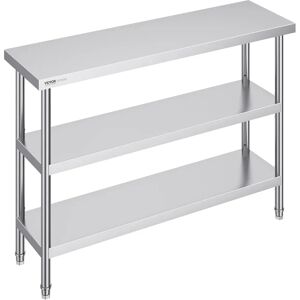 Succebuy Stainless Steel Food Prep Table - 14x48x34 Inch, Commercial Kitchen Worktable, with 2 Adjustable Shelves Succebuy Stainless Steel Food Prep Table - 14x48x34 Inch, Commercial Kitchen Worktable, with 2 Adjustable Shelves