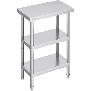 Mesa de preparación de alimentos de acero inoxidable Vevor - 14x24x34 pulgadas con 2 estantes Mesa de preparación de alimentos de acero inoxidable Vevor - 14x24x34 pulgadas con 2 estantes