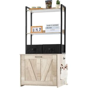 Vevor Cat Litter Box Furniture - Hidden Wooden Cabinet with Shelves Vevor Cat Litter Box Furniture - Hidden Wooden Cabinet with Shelves