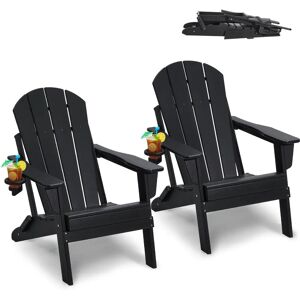 Vevor Black Foldable Plastic Adirondack Chairs Set of 2 - Garden Furniture Vevor Black Foldable Plastic Adirondack Chairs Set of 2 - Garden Furniture