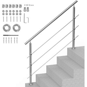 VEVOR Stainless Steel Handrail 150cm 3 Bars - Handrail VEVOR Stainless Steel Handrail 150cm 3 Bars - Handrail