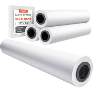 Vevor Wide Format Plotter Paper - 4 Rolls, 24 in x 150 ft, CAD Bond, 20 LB Vevor Wide Format Plotter Paper - 4 Rolls, 24 in x 150 ft, CAD Bond, 20 LB