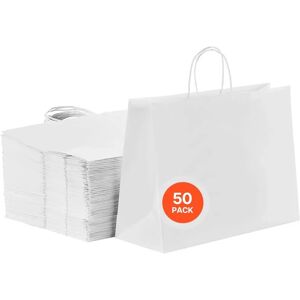 Succebuy Kraft Paper Bags with Handles - 50 Pcs, Large White Grocery Bags Succebuy Kraft Paper Bags with Handles - 50 Pcs, Large White Grocery Bags