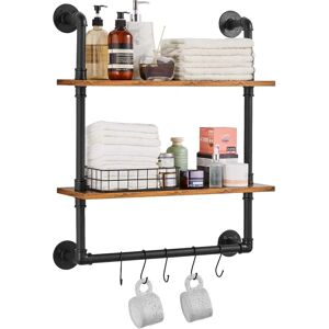 Vevor Industrial Metal Tube Shelf - 2-Tier Wall Mount - Black Vevor Industrial Metal Tube Shelf - 2-Tier Wall Mount - Black
