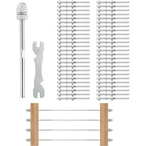 Vevor 51 Pack Cable Railing Swage Threaded Stud Tension End Fitting Terminal for 1/8" Deck Cable Railing, for Wood/Metal Post, Silver Vevor 51 Pack Cable Railing Swage Threaded Stud Tension End Fitting Terminal for 1/8" Deck Cable Railing, for Wood/Metal Post, Silver