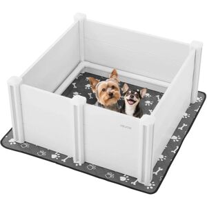 Succebuy Hundewelpingsbox - 98x98x46 cm - Kunststoff PVC Laufstall mit Verstellbarer Tür & Waschbarem Pisspad Succebuy Hundewelpingsbox - 98x98x46 cm - Kunststoff PVC Laufstall mit Verstellbarer Tür & Waschbarem Pisspad