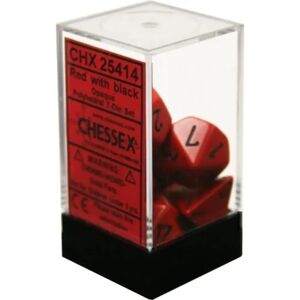 Set de 7 dés D7 à bords tranchants de Chessex Rouge/Noir - Publicité Set de 7 dés D7 à bords tranchants de Chessex Rouge/Noir - Publicité