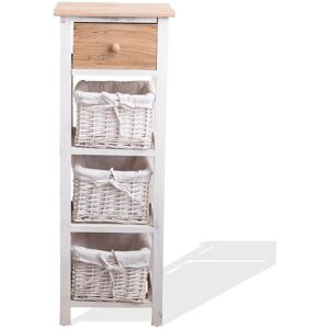 Mobili Rebecca Bathroom Cabinet - Light Wood, White, 1 Drawer, 3 Baskets Mobili Rebecca Bathroom Cabinet - Light Wood, White, 1 Drawer, 3 Baskets