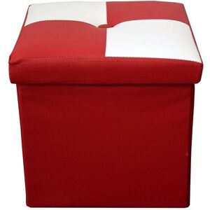 Pouf Cube Rouge et Blanc Rebecca - Mobilier - Publicité Pouf Cube Rouge et Blanc Rebecca - Mobilier - Publicité