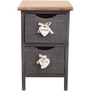 Table de Nuit en Bois Gris de Rebecca - Commode à 2 tiroirs - Style Shabby - Publicité Table de Nuit en Bois Gris de Rebecca - Commode à 2 tiroirs - Style Shabby - Publicité