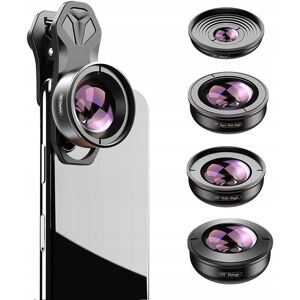 Apexel HD 5w1 Zestaw Obiektywów - 2x Teleobiektyw Zoom - 170° Szeroki - Fisheye Apexel HD 5w1 Zestaw Obiektywów - 2x Teleobiektyw Zoom - 170° Szeroki - Fisheye