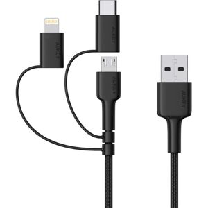 Câble USB 3 en 1 Aukey CB-BAL5 - Noir Câble USB 3 en 1 Aukey CB-BAL5 - Noir