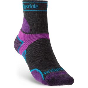 Bridgedale Womens Trail Run Light T2 Merino Sport Socks - Charcoal / Purple - Large Bridgedale Womens Trail Run Light T2 Merino Sport Socks - Charcoal / Purple - Large