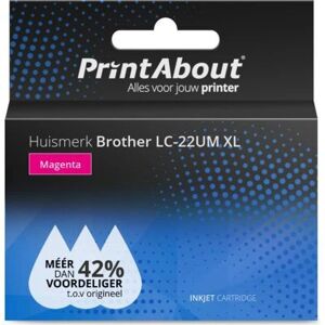 PrintAbout LC-22UM XL Inktcartridge - Magenta - Hoge Capaciteit - Voor Brother PrintAbout LC-22UM XL Inktcartridge - Magenta - Hoge Capaciteit - Voor Brother