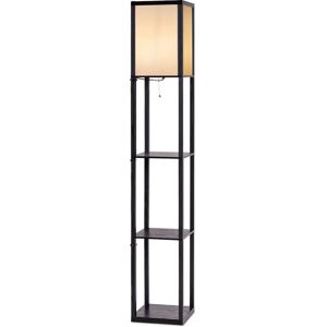 Costway 3-Ebenen Staande Lamp met Planken - Modern Zwart en Wit Costway 3-Ebenen Staande Lamp met Planken - Modern Zwart en Wit