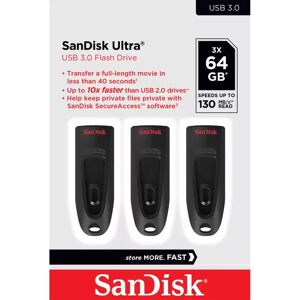 SanDisk Ultra 64GB USB Flash Drive - 3 Pack - Fast Data Storage SanDisk Ultra 64GB USB Flash Drive - 3 Pack - Fast Data Storage