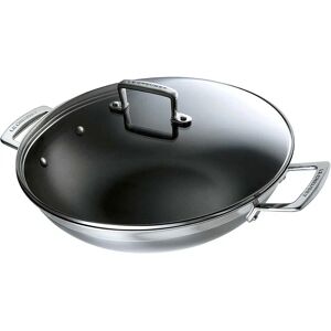 Le Creuset Stainless Steel Non-Stick Wok - 30cm, Silver Le Creuset Stainless Steel Non-Stick Wok - 30cm, Silver