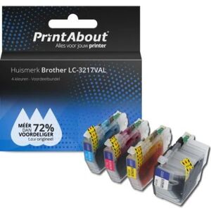 PrintAbout inktcartridge LC-3217VAL-PA - Compatibel met Brother, 4-kleuren, Multipack PrintAbout inktcartridge LC-3217VAL-PA - Compatibel met Brother, 4-kleuren, Multipack