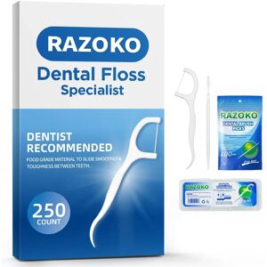 Razoko Nitki dentystyczne i wykałaczki - Wysoka wytrzymałość przenośne 2-w-1 - Typ dentystyczny Razoko Nitki dentystyczne i wykałaczki - Wysoka wytrzymałość przenośne 2-w-1 - Typ dentystyczny
