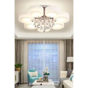 Living and Home - Round LED Semi Flush Mount - Stainless Steel, Drum Shade,LED - Lighting Living and Home - Round LED Semi Flush Mount - Stainless Steel, Drum Shade,LED - Lighting