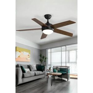 Living and Home - 5 Blade LED Fan - Black Wood Blades - Ceiling Light Living and Home - 5 Blade LED Fan - Black Wood Blades - Ceiling Light