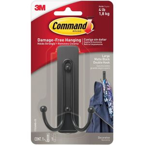 3M 243509 Double Hook - Matte Black - Holds Up to 4 lbs - Double Hook 3M 243509 Double Hook - Matte Black - Holds Up to 4 lbs - Double Hook