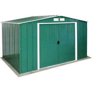 Duramax Fémes kerti tároló - 8m², Zöld fenyő, Dupla tolóajtó Duramax Fémes kerti tároló - 8m², Zöld fenyő, Dupla tolóajtó