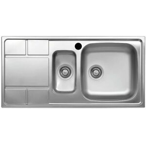 Fregadero de Acero Inoxidable Samet - 100x50 cm, 2 Cubetas, Escurridor Izquierdo - Fregadero Fregadero de Acero Inoxidable Samet - 100x50 cm, 2 Cubetas, Escurridor Izquierdo - Fregadero