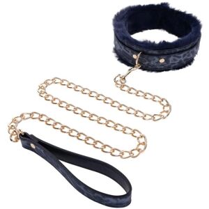 Sportsheets - Cougar Fur Collar & Leash - Sininen tekokarva Sportsheets - Cougar Fur Collar & Leash - Sininen tekokarva
