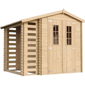 TIMBELA Garden Shed - Wooden Outdoor Storage with Firewood Shelter - 4.47m² TIMBELA Garden Shed - Wooden Outdoor Storage with Firewood Shelter - 4.47m²