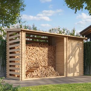 Timbela Garden Shed with Wood Storage - 348x146xH199cm - 1.1m2 - 3.8m3 Timbela Garden Shed with Wood Storage - 348x146xH199cm - 1.1m2 - 3.8m3