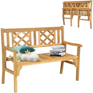 Costway Garden Bench Teak Folding 120x56x90cm 2-Seater Curved Back & Armrests Costway Garden Bench Teak Folding 120x56x90cm 2-Seater Curved Back & Armrests