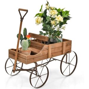 Carrito de Jardín Costway con Maceta de Madera - Estilo Rústico - 62x34x60cm Carrito de Jardín Costway con Maceta de Madera - Estilo Rústico - 62x34x60cm