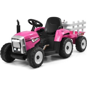 Costway - 12V Electric Tractor with Trailer - Pink - 3 speeds - Electric toy tractor Costway - 12V Electric Tractor with Trailer - Pink - 3 speeds - Electric toy tractor