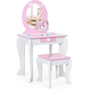 COSTWAY - Toeletta bambini in legno - Design unicorni stelle - Vanity COSTWAY - Toeletta bambini in legno - Design unicorni stelle - Vanity