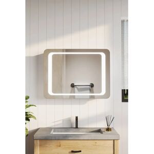 Livingandhome - LED Wall Mounted Mirror - Silver - Mirror Livingandhome - LED Wall Mounted Mirror - Silver - Mirror