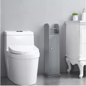 Living and Home Wooden Freestanding Toilet Roll Holder - Grey - Bathroom Cabinet Living and Home Wooden Freestanding Toilet Roll Holder - Grey - Bathroom Cabinet