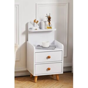 Living and Home - 2-Drawer Bedside Table White - Bedside Table Living and Home - 2-Drawer Bedside Table White - Bedside Table