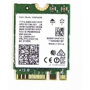 Tarjeta de red inalámbrica Intel 8265 Dual Band - WLAN 867 Mbps Tarjeta de red inalámbrica Intel 8265 Dual Band - WLAN 867 Mbps