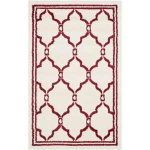 Tapis en polypropylene Safavieh Ivoire/Rouge - Usage intérieur/extérieur - Publicité Tapis en polypropylene Safavieh Ivoire/Rouge - Usage intérieur/extérieur - Publicité