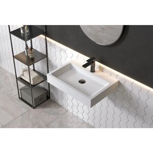 Lavabo en piedra sólida Bernstein PB2142 - Blanco mate, pared o encimera Lavabo en piedra sólida Bernstein PB2142 - Blanco mate, pared o encimera