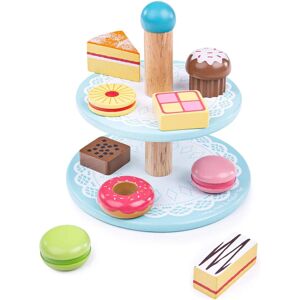 Bigjigs Toys Vassoio per torte in legno blu con 9 torte - Giocattolo Bigjigs Toys Vassoio per torte in legno blu con 9 torte - Giocattolo