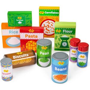 Bigjigs Toys Wooden Grocery Set - Kitchen Play Food - Multi Bigjigs Toys Wooden Grocery Set - Kitchen Play Food - Multi