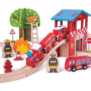 Bigjigs Rail Wooden Fire Station Train Set - 39 Play Pieces Bigjigs Rail Wooden Fire Station Train Set - 39 Play Pieces