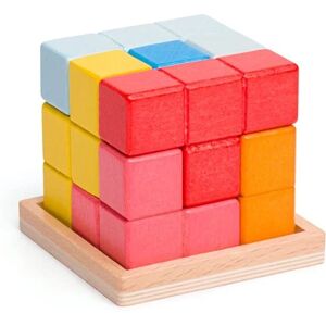 Dřevěné kostkové puzzle Bigjigs - Vzdělávací Hračka Dřevěné kostkové puzzle Bigjigs - Vzdělávací Hračka