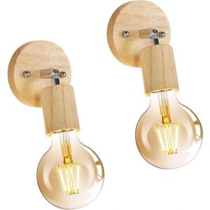 GOECO Model - Wooden Retro Wall Lamp - E27 Base - Ideal for Bedroom, Living Room, Hallway GOECO Model - Wooden Retro Wall Lamp - E27 Base - Ideal for Bedroom, Living Room, Hallway