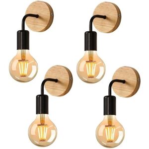 Delaveek Wall Light 4-Piece Retro Metal Wood - Wall Lamp Delaveek Wall Light 4-Piece Retro Metal Wood - Wall Lamp