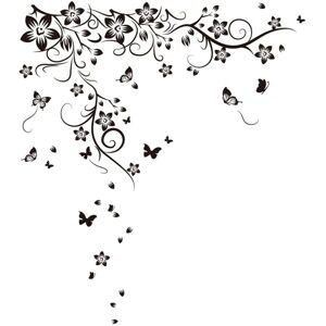 WALPLUS Butterfly Vine Wall Sticker - 130x150 cm, Black WALPLUS Butterfly Vine Wall Sticker - 130x150 cm, Black