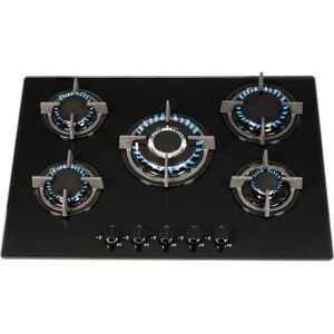 SIA GHG703BL 70cm Black 5 Burner Gas Hob - Gas On Glass SIA GHG703BL 70cm Black 5 Burner Gas Hob - Gas On Glass